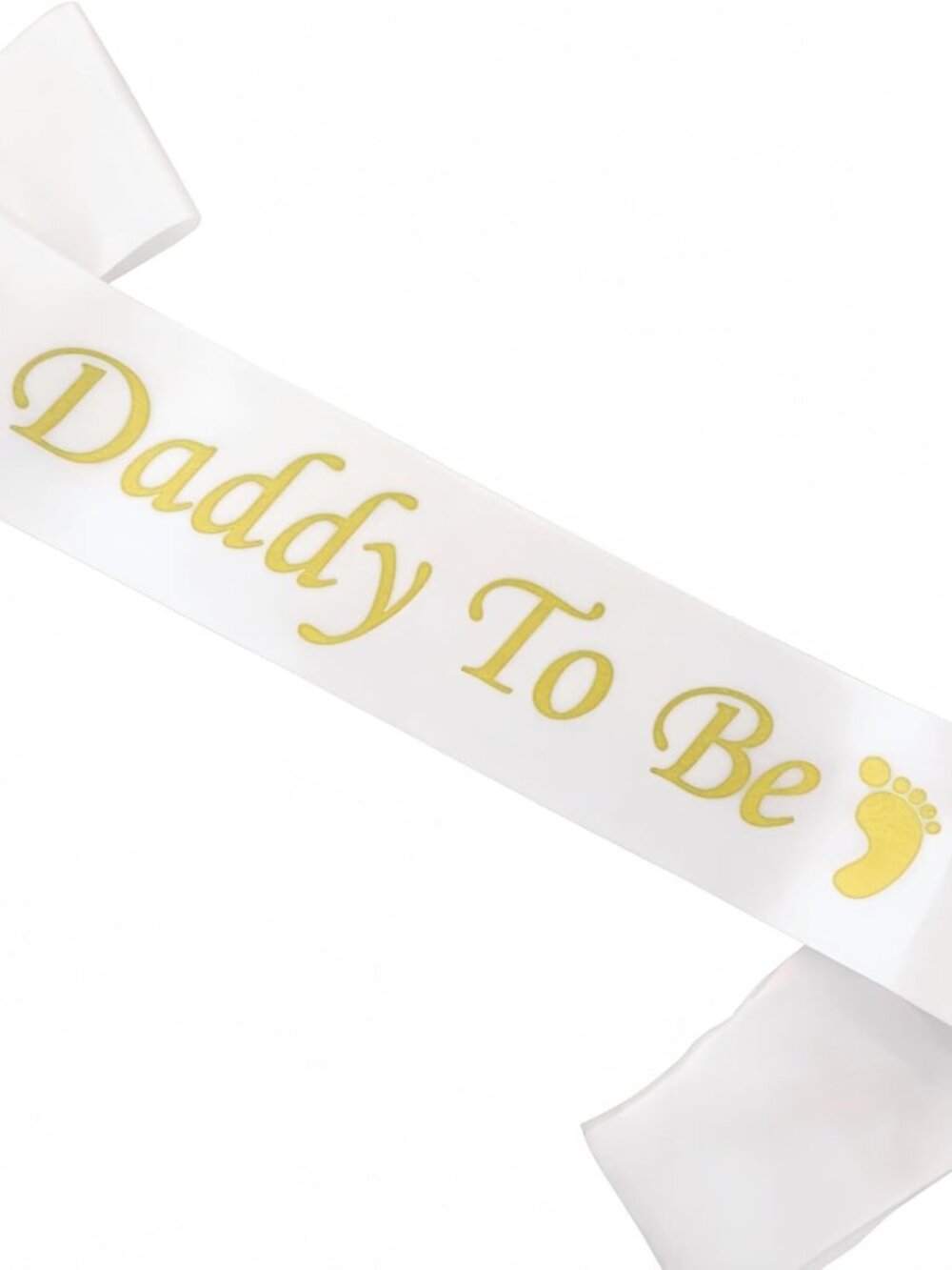 Daddy to Be Sash, Baby Shower Sash for Dad, Gender Neutral, White and Gold